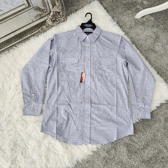 Panhandle Men's Plaid Print Long Sleeve Pearl Snap Western Shirt. Size ML Medium - Picture 1 of 8